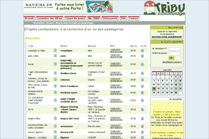 Liste des trajets covoiturage